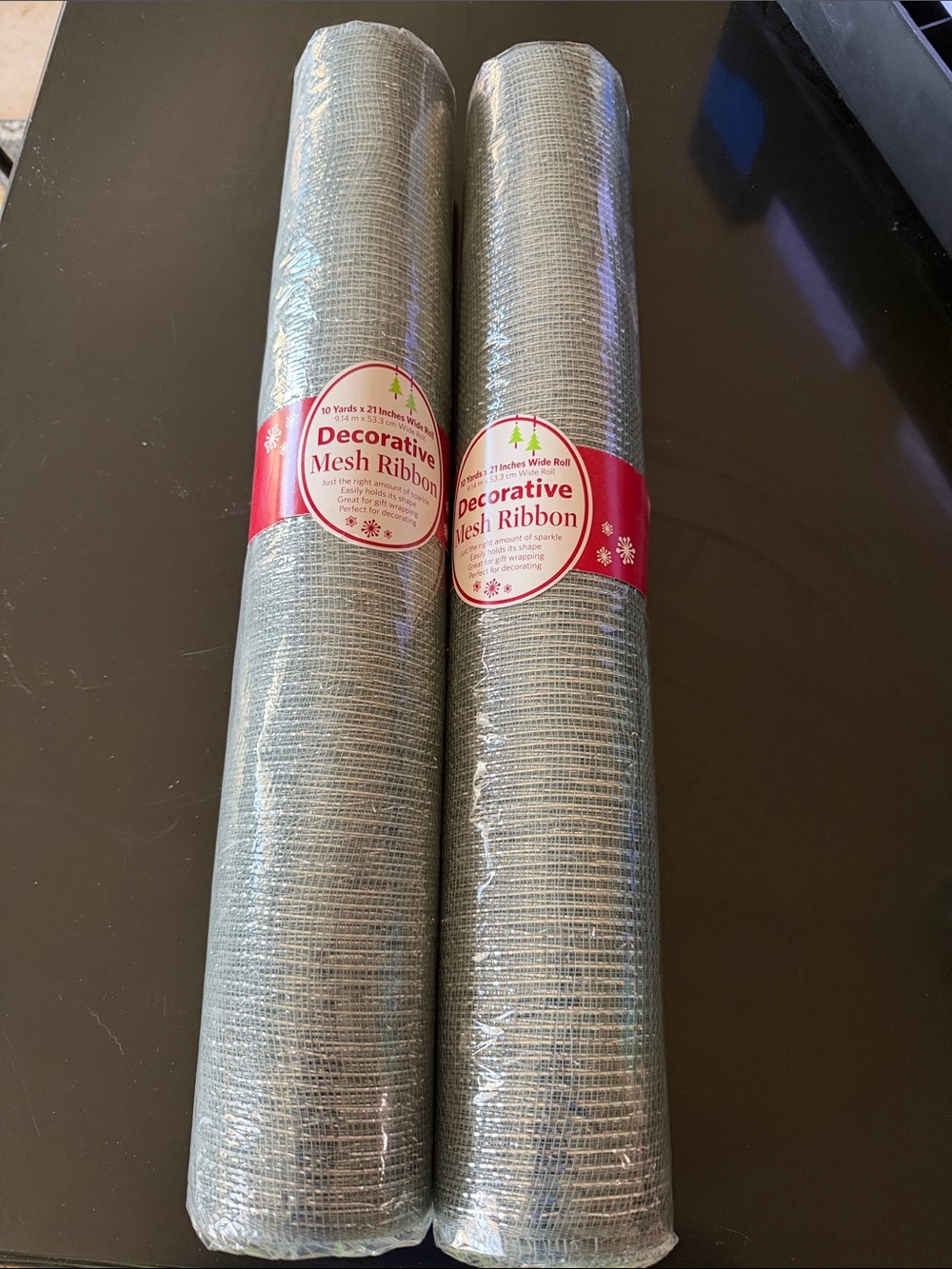 Decorative Mesh Ribbon Roll - Silver Decorative Mesh (2-Pack)